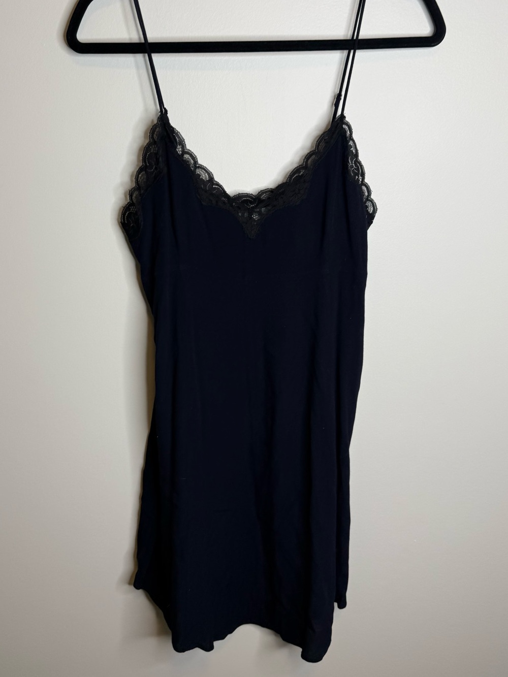 Aritzia wilfred Black blue Lace-Trim Mini Slip Dress size small